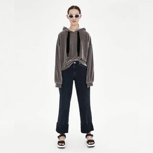 ZARA | Velvet Cropped Hoodie